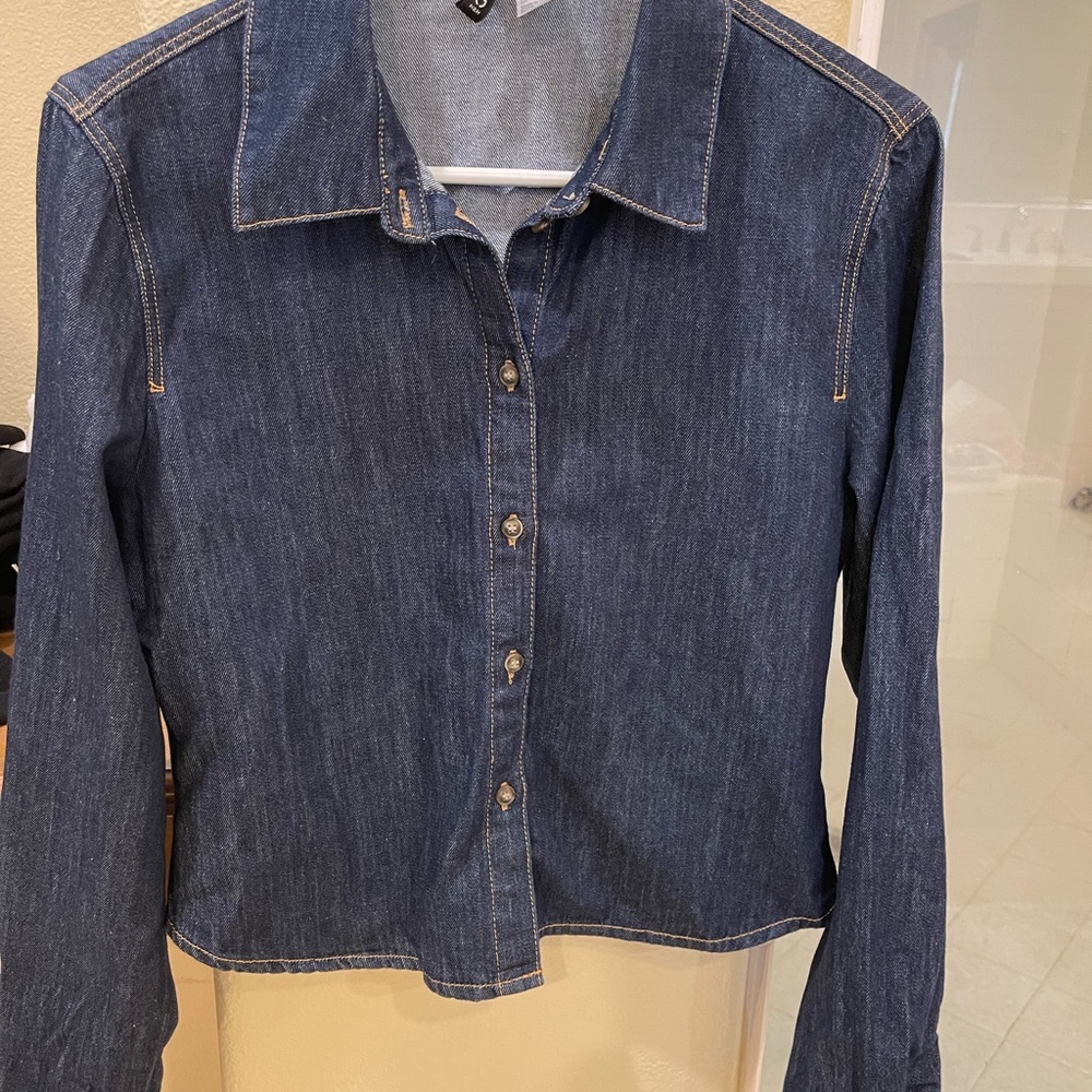 H&M Blue Denim Button-Up Blouse